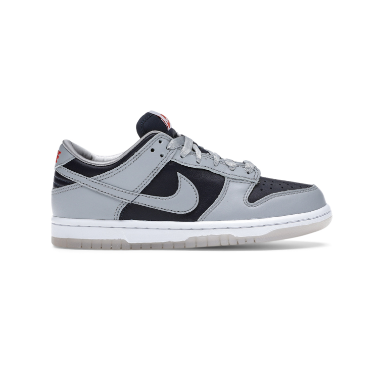 navy grey dunk low